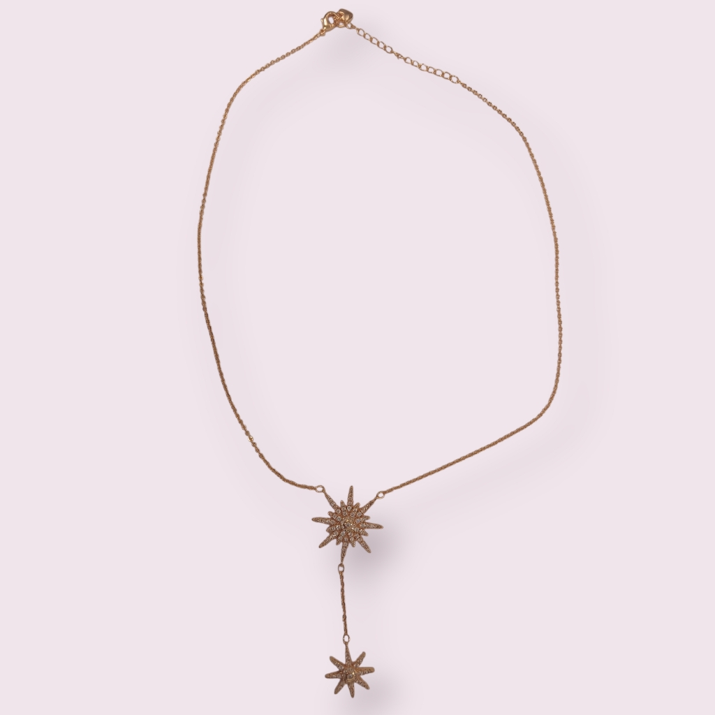 Nwot 18k Gold Plated Sunburst 2 Drop Necklace 14 With 2 Extension Pretty Bird 25$